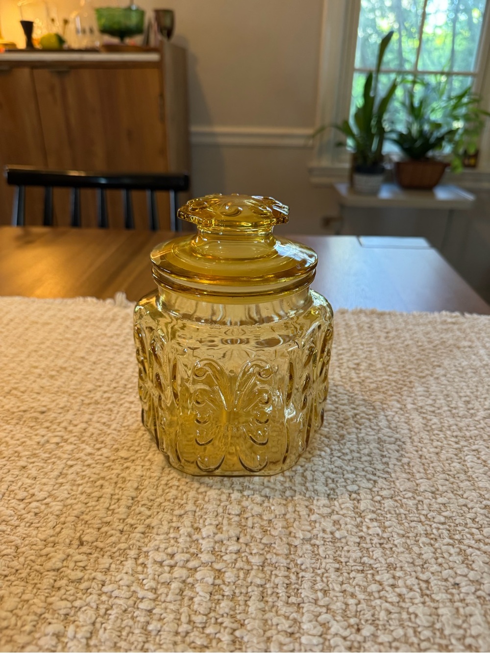 L.E. Smith Glass Canister - Atterbury Scroll